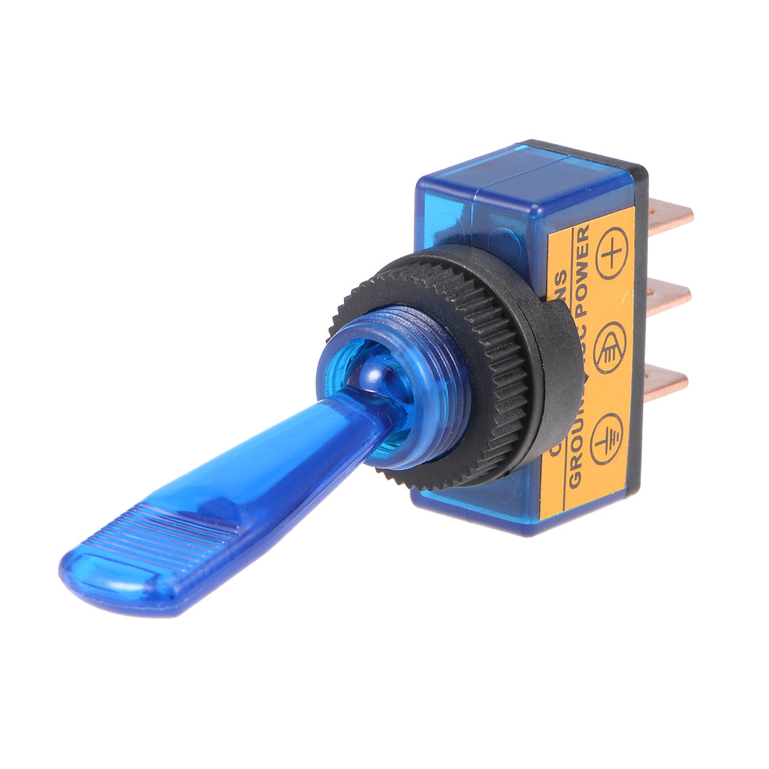 uxcell Uxcell SPST Latching Rocker Toggle Switch Blue LED Light 20A 12V 3P ON-OFF Flat Rod Blue