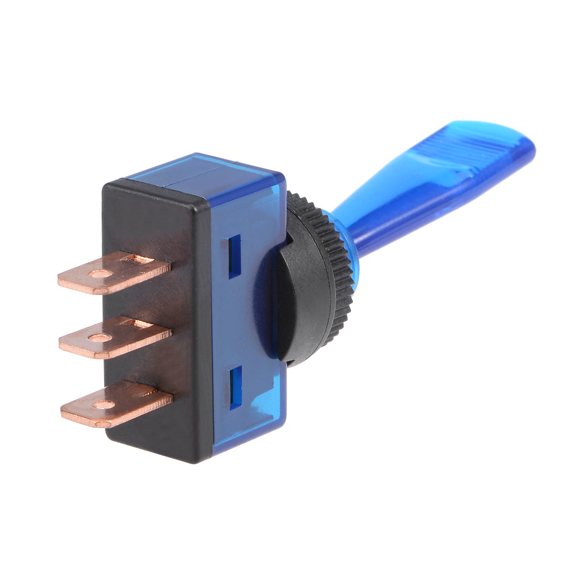 uxcell Uxcell SPST Latching Rocker Toggle Switch Blue LED Light 20A 12V 3P ON-OFF Flat Rod Blue