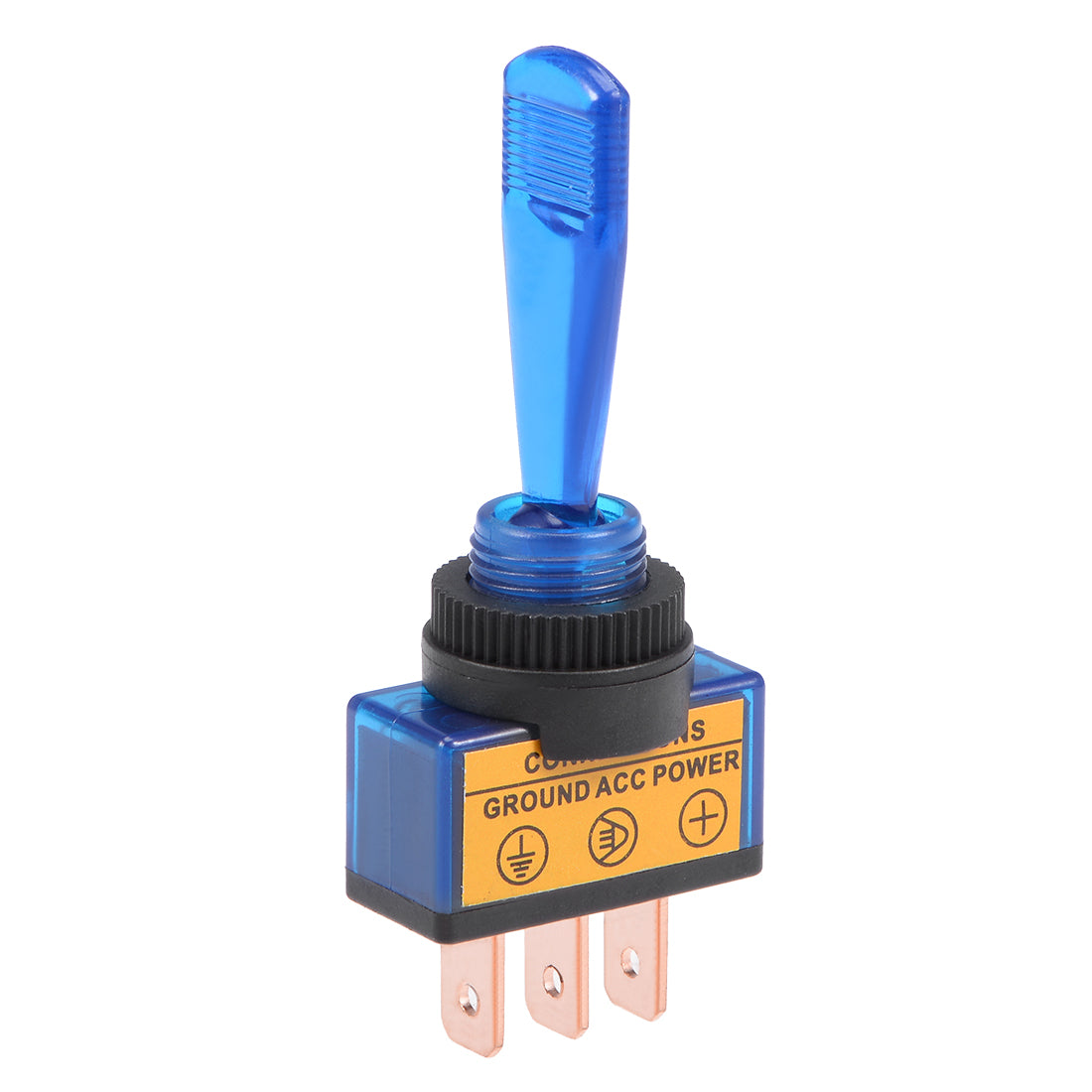 uxcell Uxcell SPST Latching Rocker Toggle Switch Blue LED Light 20A 12V 3P ON-OFF Flat Rod Blue