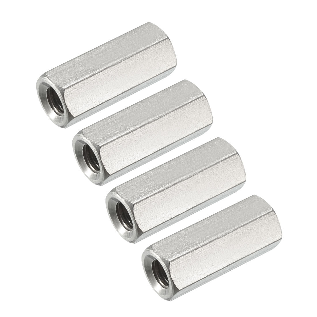 uxcell Uxcell M6 X 1-Pitch 25mm Length 304 Stainless Steel Metric Hex Coupling Nut, 4Pcs