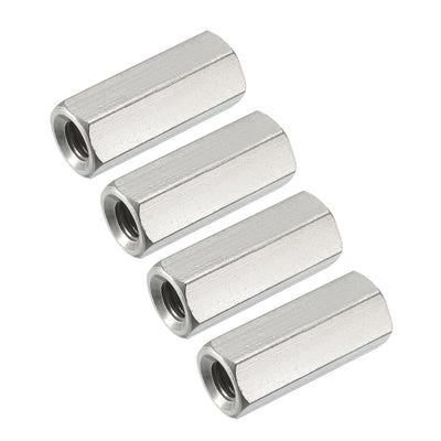 Harfington Uxcell M6 X 1-Pitch 25mm Length 304 Stainless Steel Metric Hex Coupling Nut, 4Pcs