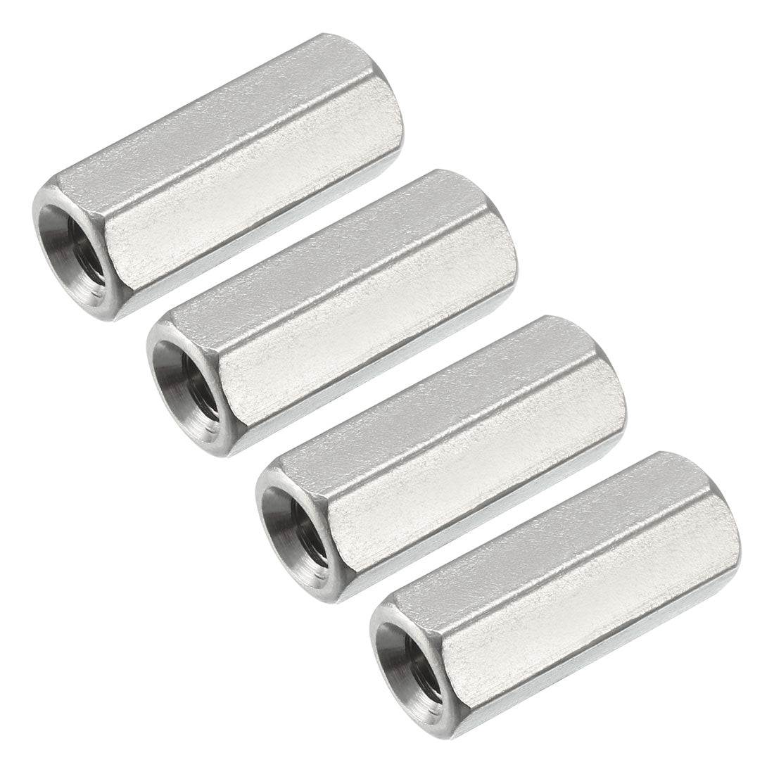 uxcell Uxcell M5 x 0.8-Pitch 20mm Length 304 Stainless Steel Metric Hex Coupling Nuts, 4 Pcs