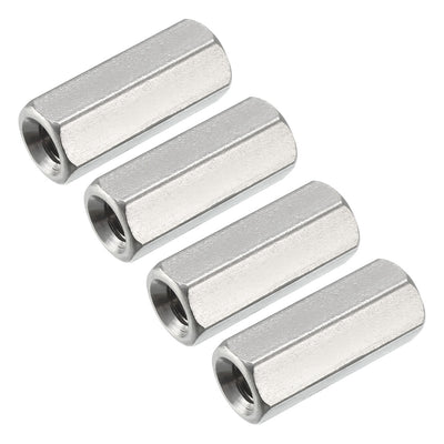 Harfington Uxcell M5 x 0.8-Pitch 20mm Length 304 Stainless Steel Metric Hex Coupling Nuts, 4 Pcs