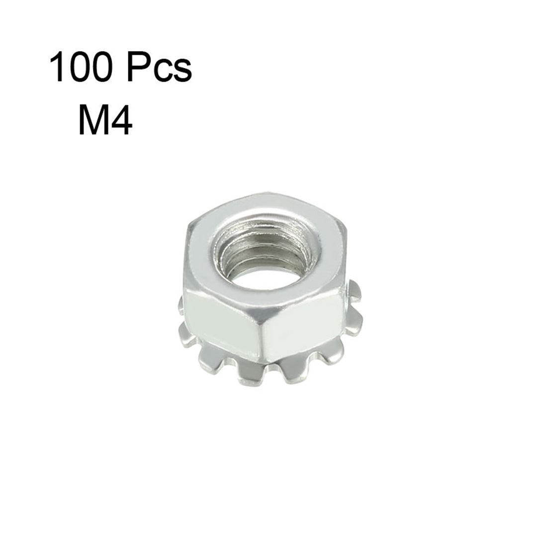 uxcell Uxcell M4 X 0.7-Pitch Carbon Steel Female Thread Kep Hex Head Lock Nut 100pcs