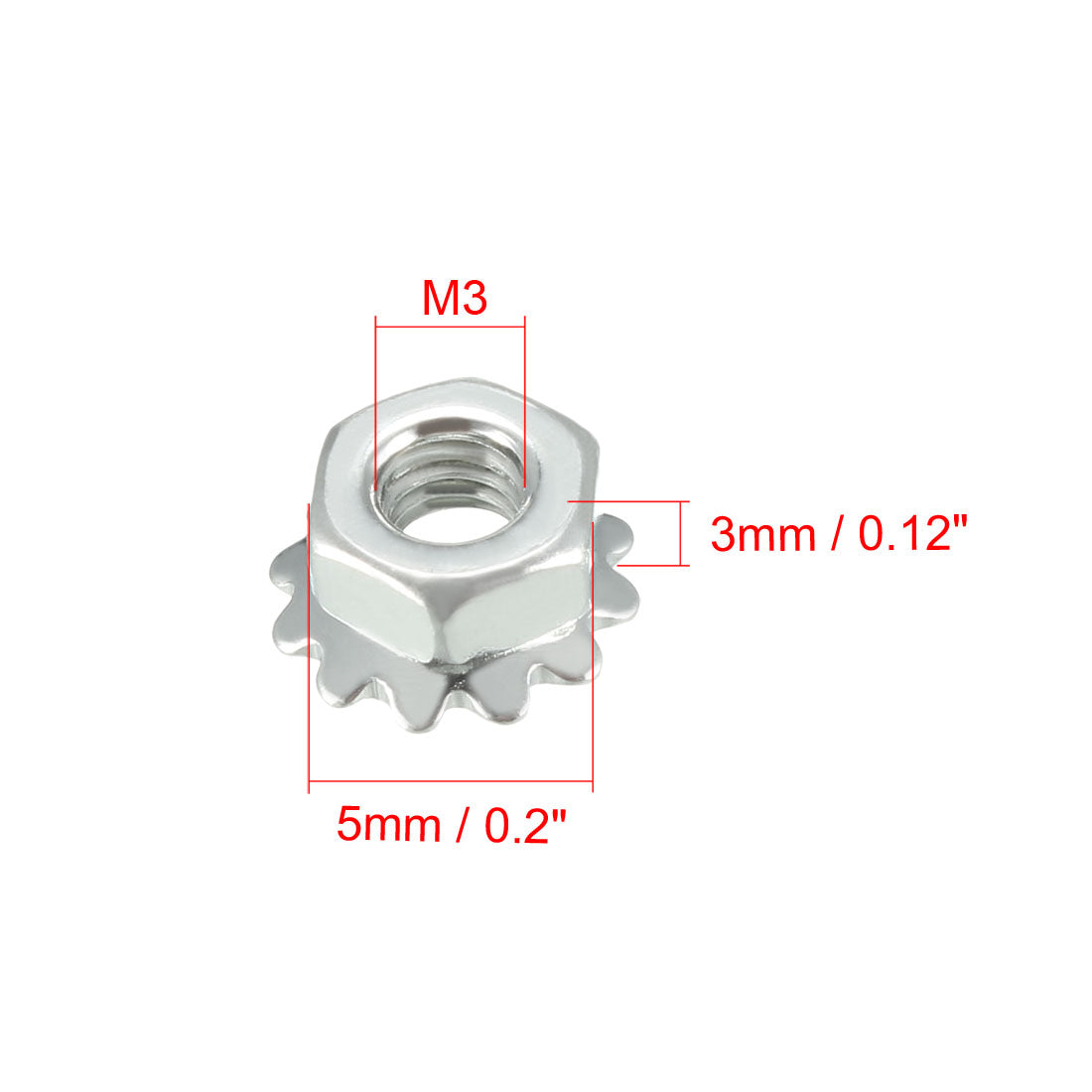 uxcell Uxcell M3 X 0.5-Pitch Carbon Steel Female Thread Kep Hex Head Lock Nut 20pcs