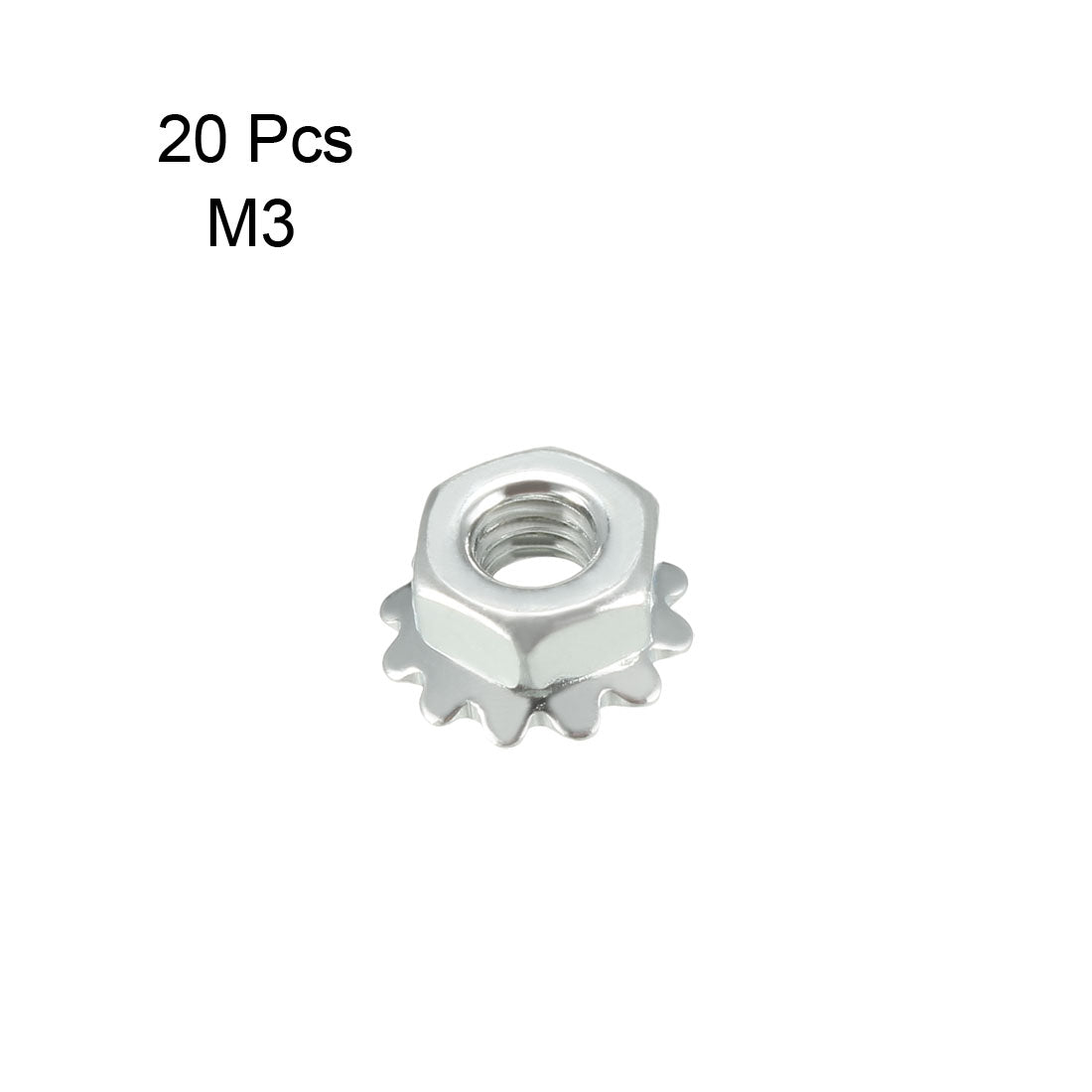 uxcell Uxcell M3 X 0.5-Pitch Carbon Steel Female Thread Kep Hex Head Lock Nut 20pcs