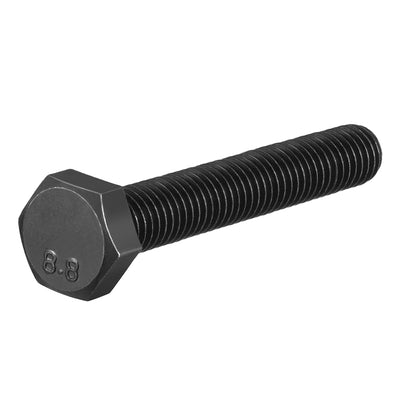 Harfington Uxcell M8x50mm Hex Head Screw Bolts Fastener Grade 8.8 Carbon Steel Black 20pcs