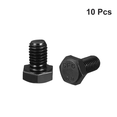 Harfington Uxcell M10x16mm Hex Head Screw Bolts Fastener Grade 8.8 Carbon Steel Black 10pcs