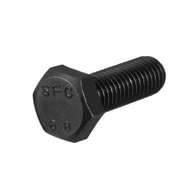 Harfington Uxcell M10x30mm Hex Head Screw Bolts Fastener Grade 8.8 Carbon Steel Black 5pcs