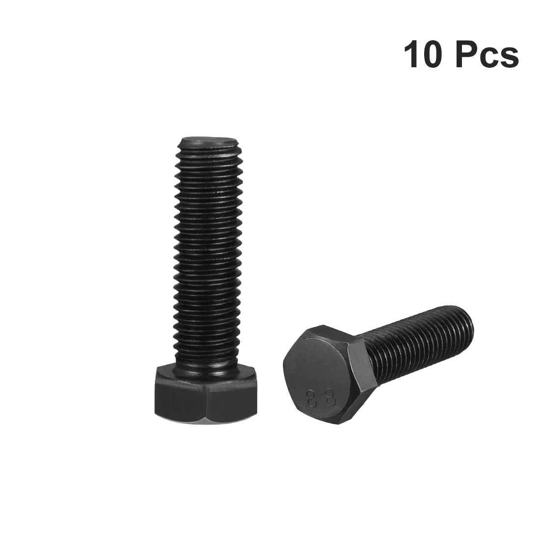 uxcell Uxcell M12x40mm Hex Head Screw Bolts Fastener Grade 8.8 Carbon Steel Black 10pcs