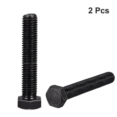 Harfington Uxcell M14x100mm Hex Head Screw Bolts Fastener Grade 8.8 Carbon Steel Black 2pcs