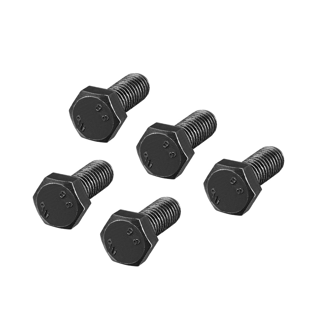 uxcell Uxcell M6x16mm Hex Head Left Hand Screw Bolts Fastener Carbon Steel Black 5pcs