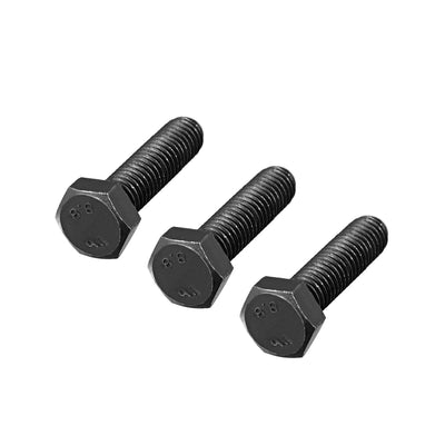 Harfington Uxcell M8x30mm Hex Head Left Hand Screw Bolts Fastener Carbon Steel Black 3pcs