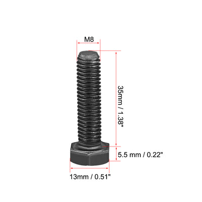 Harfington Uxcell M8x35mm Hex Head Left Hand Screw Bolts Fastener Carbon Steel Black 2pcs