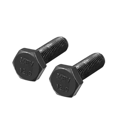 Harfington Uxcell M10x35mm Hex Head Left Hand Screw Bolts Fastener Carbon Steel Black 2pcs