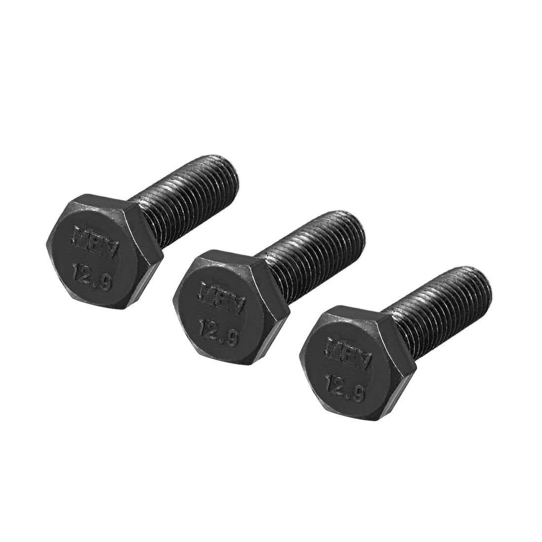 uxcell Uxcell M10x35mm Hex Head Left Hand Screw Bolts Fastener Carbon Steel Black 3pcs