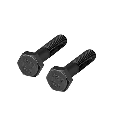 Harfington Uxcell M10x45mm Hex Head Left Hand Screw Bolts Fastener Carbon Steel Black 2pcs