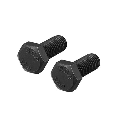 Harfington Uxcell M12x30mm Hex Head Left Hand Screw Bolts Fastener Carbon Steel Black 2pcs