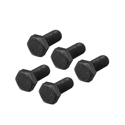 Harfington Uxcell M12x30mm Hex Head Left Hand Screw Bolts Fastener Carbon Steel Black 5pcs