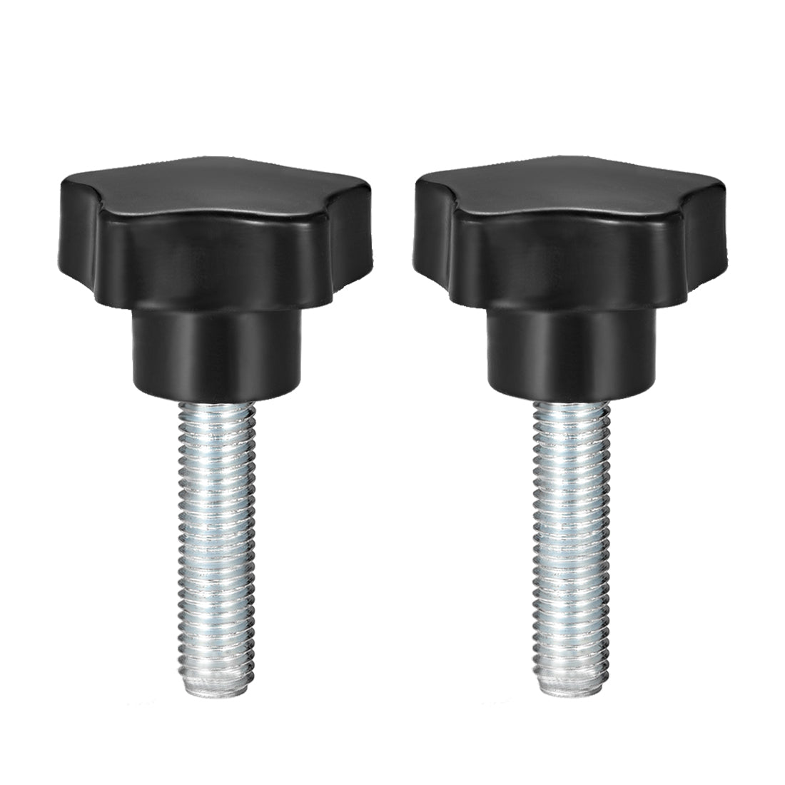 uxcell Uxcell 2Pcs Star Knob Grip Male Thread  Steel Zinc Stud Black PP