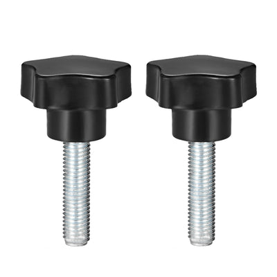 Harfington Uxcell 2Pcs Star Knob Grip Male Thread  Steel Zinc Stud Black PP