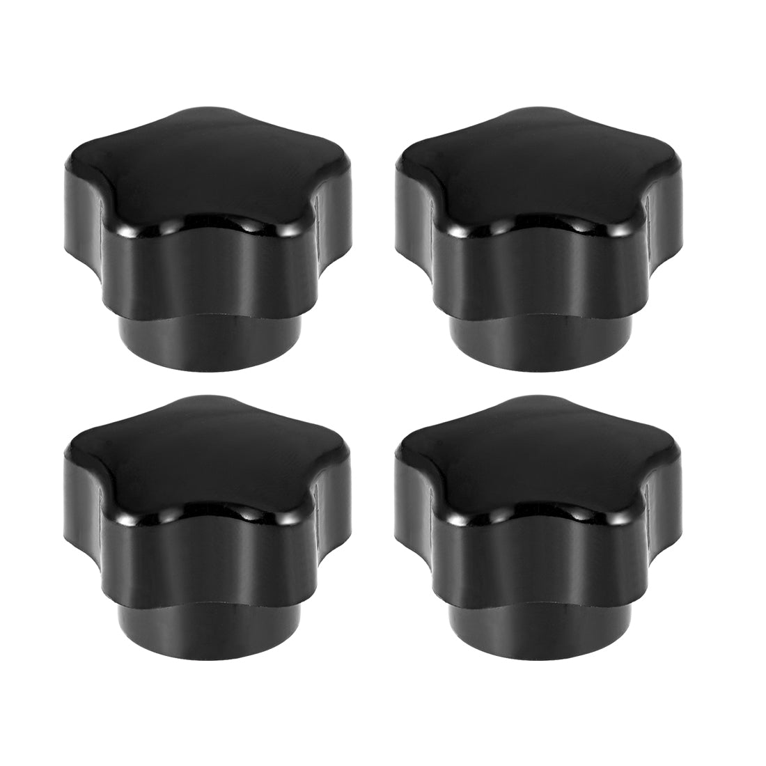 uxcell Uxcell Star Knob Grip Handle M5 Diameter Brass Insert Female Thread Set of 4 Black