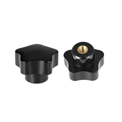 Harfington Uxcell Star Knob Grip Handle M10 Diameter Brass Insert Female Thread Set of 3 Black