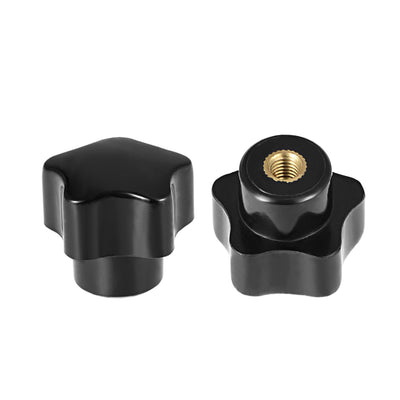 Harfington Uxcell M5 Nut Thread Clamping Knob, Black Plastic 5 Star Shape Knob Handle for Machine Tool, 3pcs