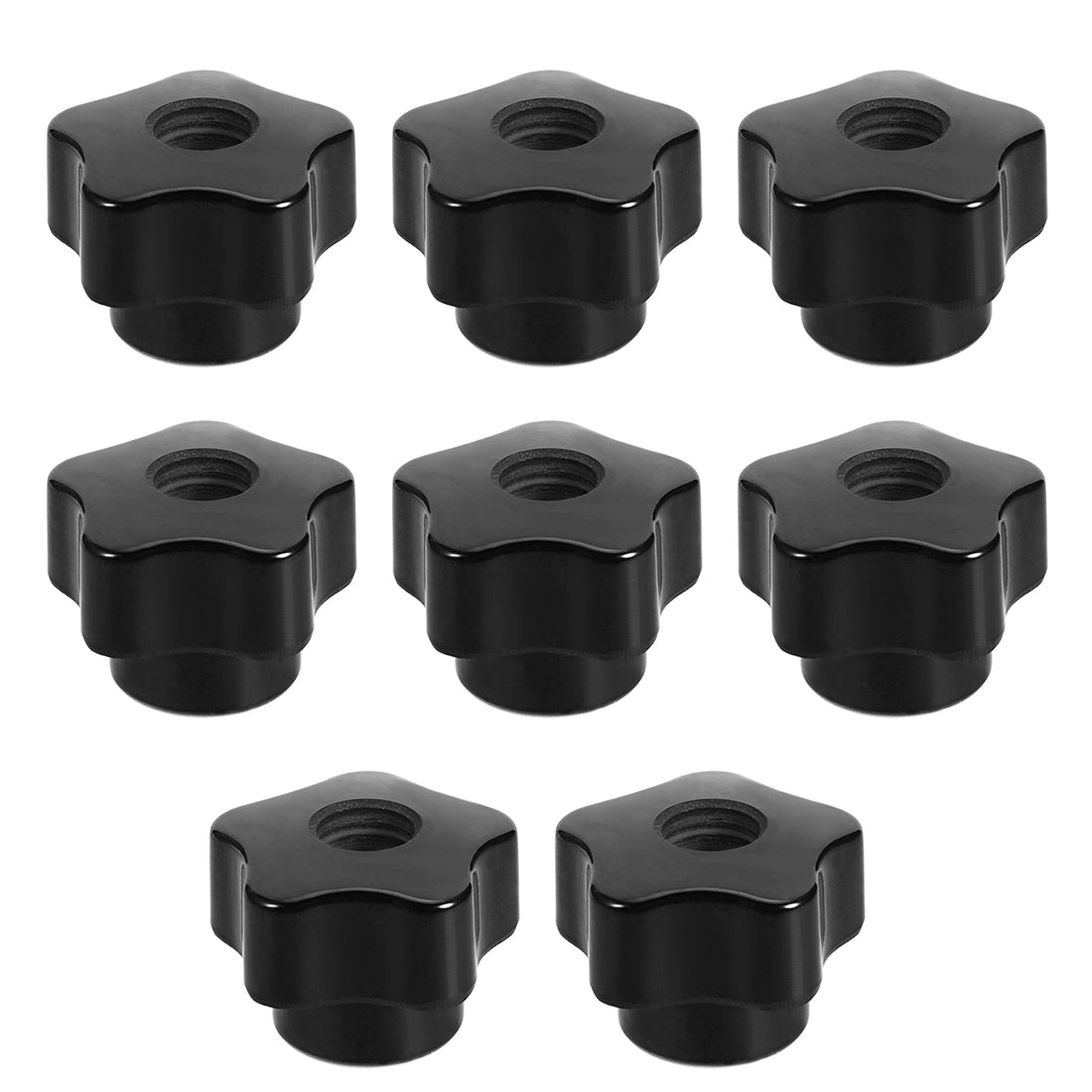 uxcell Uxcell Star Knobs Grip Handle M6 Diameter Brass Insert Female Thread Set of 8 Black