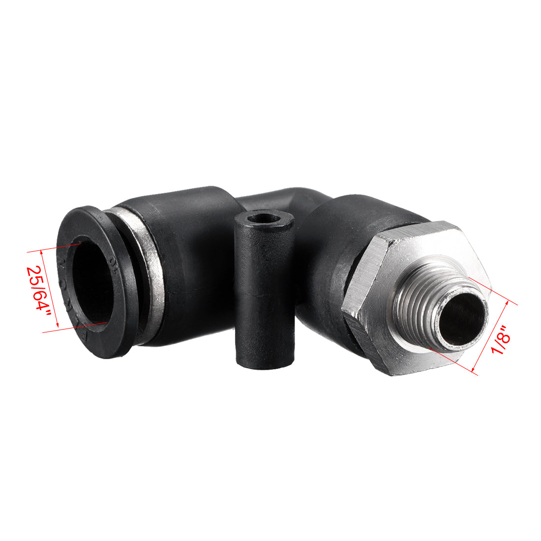 uxcell Uxcell PL10-01 Pneumatic Push to Connect Fitting, Male Elbow - 25/64" Tube OD x 1/8" G Thread Tube Fitting 2pcs