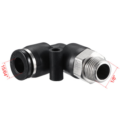 Harfington Uxcell PL6-01 Pneumatic Push to Connect Fitting Male Elbow -  15/64" Tube OD x 1/8" PT Thread Tube Fitting