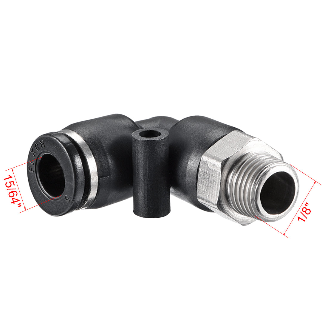 uxcell Uxcell PL6-01 Pneumatic Push to Connect Fitting Male Elbow -  15/64" Tube OD x 1/8" G Thread Tube Fitting 4pcs