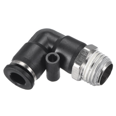 Harfington Uxcell PL6-02 Pneumatic Push to Connect Fitting, Male Elbow - 15/64" Tube OD x 1/4" G Thread  Tube Fitting 4pcs