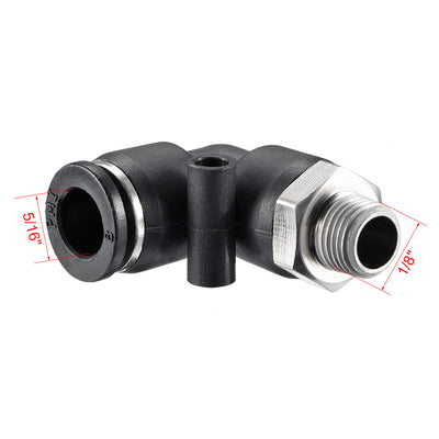 Harfington Uxcell PL8-01 Pneumatic Push to Connect Fitting, Male Elbow - 5/16" Tube OD x 1/8" G Thread  Tube Fitting 2pcs