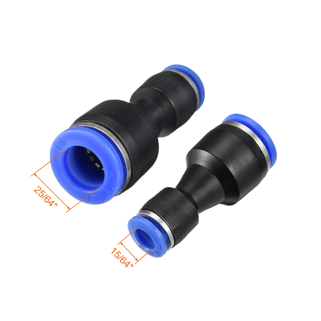 uxcell Uxcell 5pcs Push to Connect Fittings Tube Connect  25/64" -15/64" Straight OD Push Fit Fittings Tube Fittings Push Lock Blue