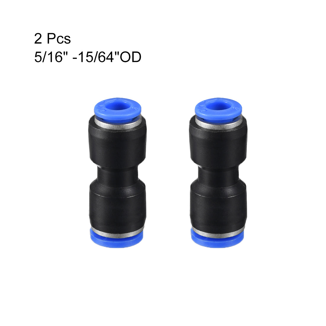 uxcell Uxcell Push to Connect Fittings Tube Connect 5/16" -15/64" Straight OD Push Fit Fittings Tube Fittings Push Lock Blue 2pcs