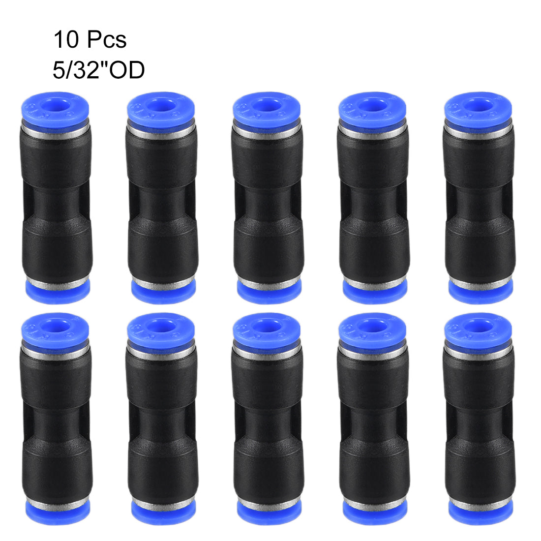 uxcell Uxcell 10pcs Push to Connect Fittings Tube Connect  4mm or 5/32" Straight OD Push Fit Fittings Tube Fittings Push Lock Blue