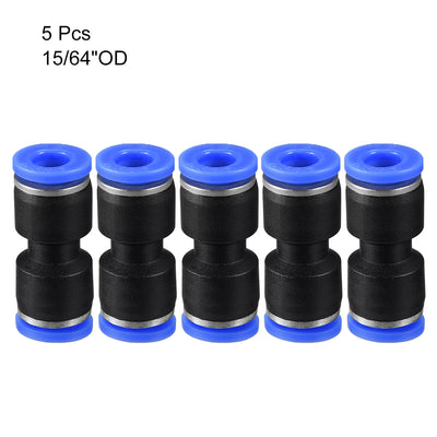 Harfington Uxcell 5pcs Push to Connect Fittings Tube Connect  6mm or 15/64" Straight OD Push Fit Fittings Tube Fittings Push Lock Blue