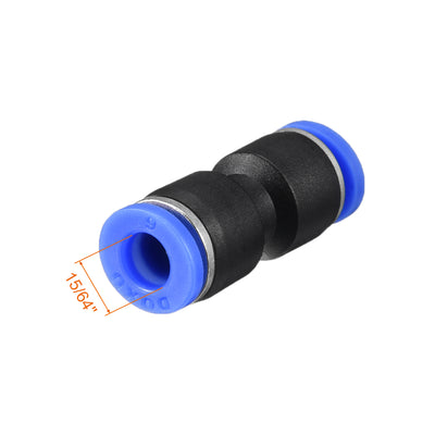 Harfington Uxcell 20pcs Push to Connect Fittings Tube Connect  6mm or 15/64" Straight OD Push Fit Fittings Tube Fittings Push Lock Blue