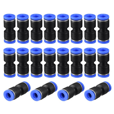 Harfington Uxcell 20pcs Push to Connect Fittings Tube Connect  6mm or 15/64" Straight OD Push Fit Fittings Tube Fittings Push Lock Blue