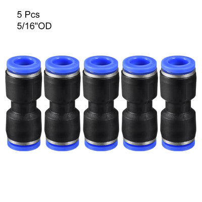 Harfington Uxcell 5pcs Push to Connect Fittings Tube Connect  8mm or 5/16" Straight OD Push Fit Fittings Tube Fittings Push Lock Blue