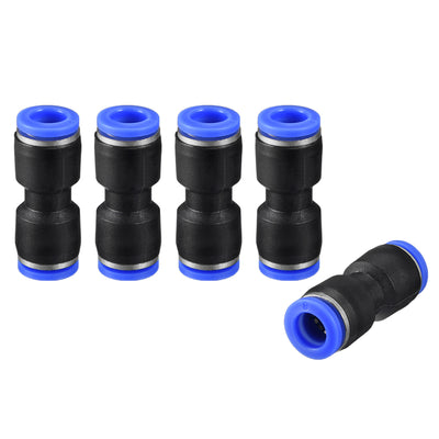 Harfington Uxcell 5pcs Push to Connect Fittings Tube Connect  8mm or 5/16" Straight OD Push Fit Fittings Tube Fittings Push Lock Blue