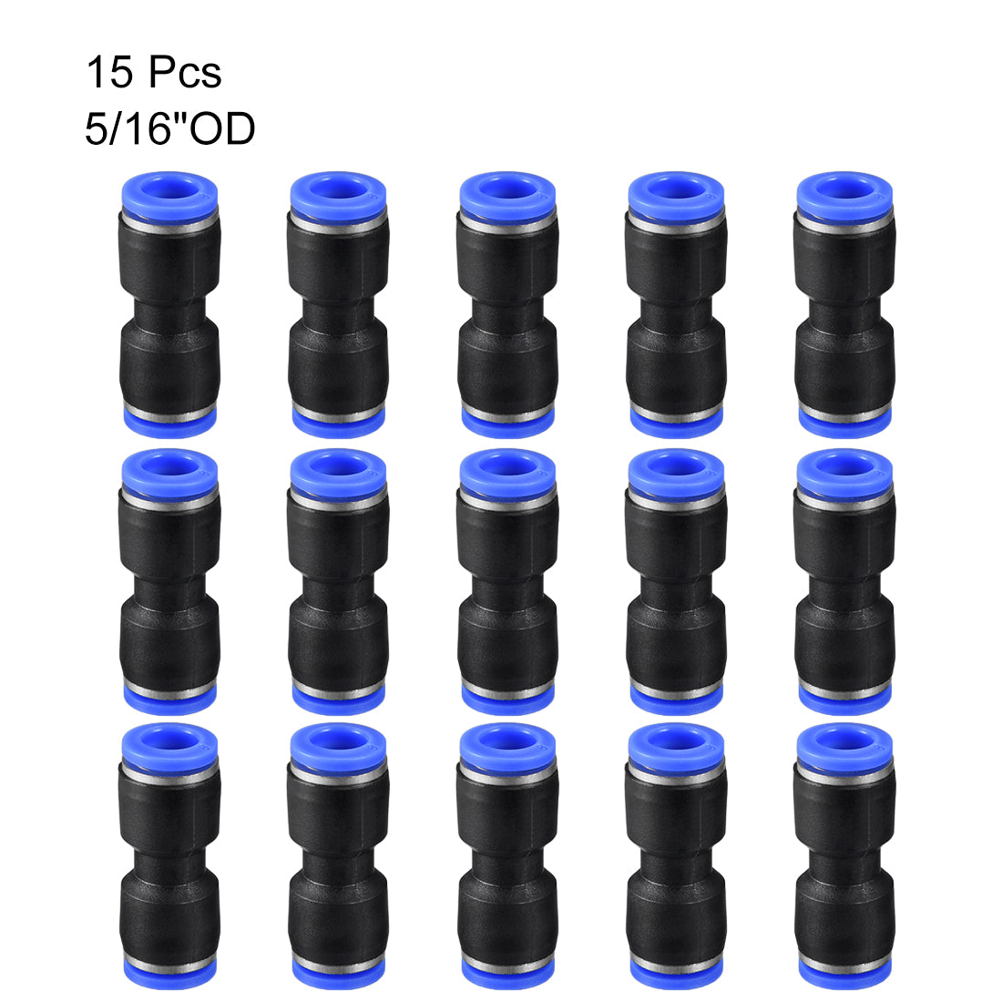 uxcell Uxcell 15pcs Push to Connect Fittings Tube Connect  8mm or 5/16" Straight OD Push Fit Fittings Tube Fittings Push Lock Blue