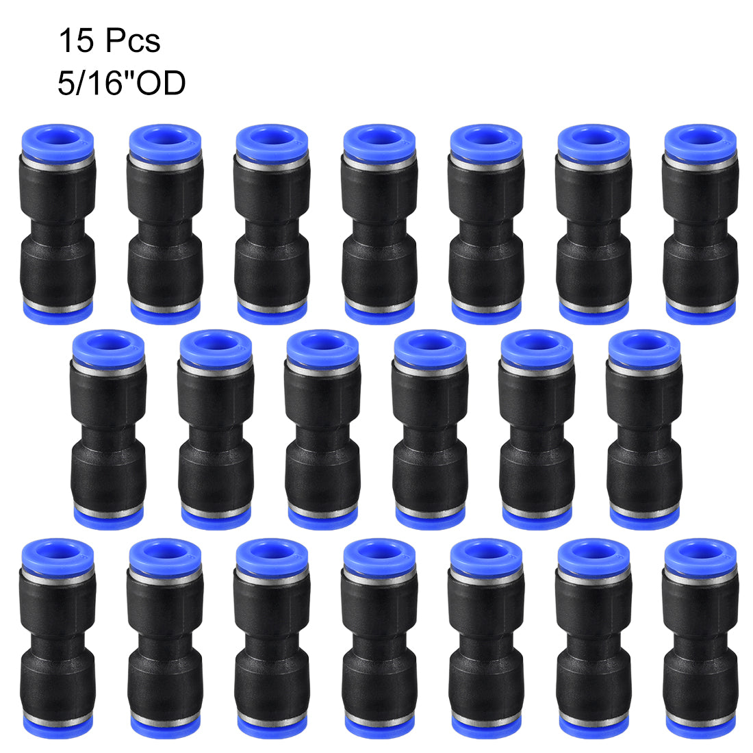 uxcell Uxcell 20pcs Push to Connect Fittings Tube Connect  8mm or 5/16" Straight OD Push Fit Fittings Tube Fittings Push Lock Blue