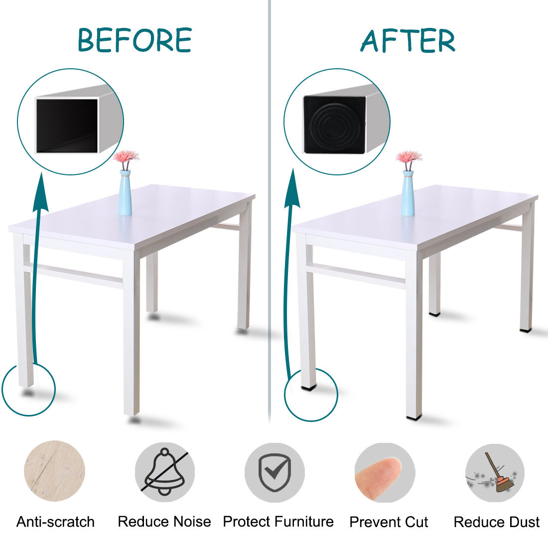 uxcell Uxcell M8 Leveling Feet 50 x 50mm Square Insert Adjustable Furniture Glide 2 Sets