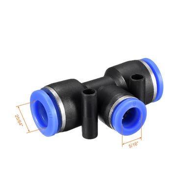 Harfington Uxcell 4 pcs Push To Connect Fittings T Type Tube Connect 25/64“ -5/16” od Push Fit Fittings Tube Fittings Push Lock Blue (10-8mm T tee)