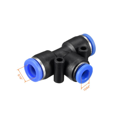 Harfington Uxcell 8 pcs Push To Connect Fittings T Type Tube Connect 5/16“ -15/64” od Push Fit Fittings Tube Fittings Push Lock Blue (8-6mm T tee)