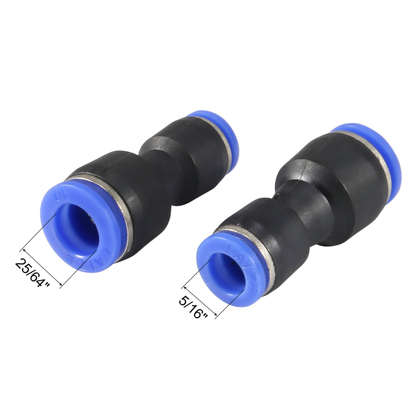 uxcell Uxcell 4pcs Push to Connect Fittings Tube Connect  25/64" to 5/16" Straight OD Push Fit Fittings Tube Fittings Push Lock Blue