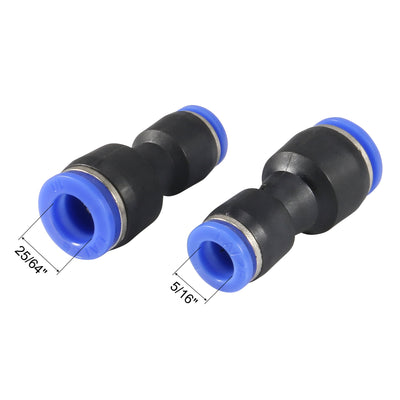 Harfington Uxcell 4pcs Push to Connect Fittings Tube Connect  25/64" to 5/16" Straight OD Push Fit Fittings Tube Fittings Push Lock Blue