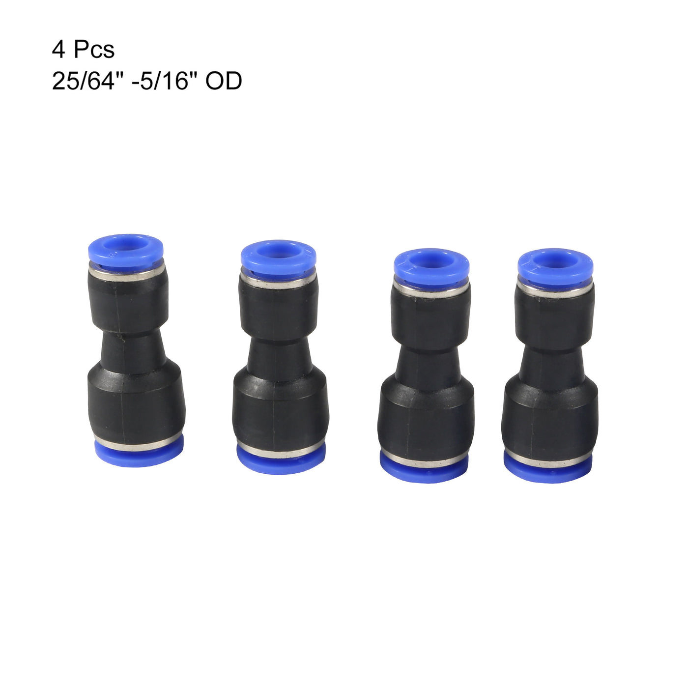 uxcell Uxcell 4pcs Push to Connect Fittings Tube Connect  25/64" to 5/16" Straight OD Push Fit Fittings Tube Fittings Push Lock Blue